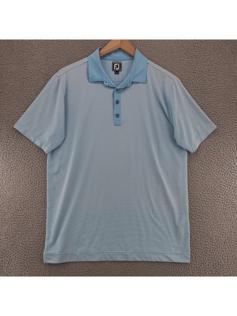 FootJoy Shirt Mens Large Blue Pinstripe Polo Short Sleeves Collar Stretch Golf